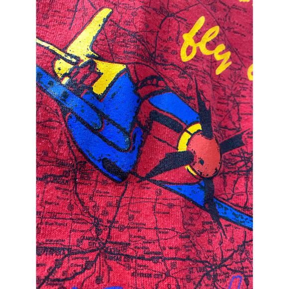 VTG Des Moines Airplane Sweatshirt Men's XL Red Made in USA Crew Pullover 24x28 - Picture 8 of 11